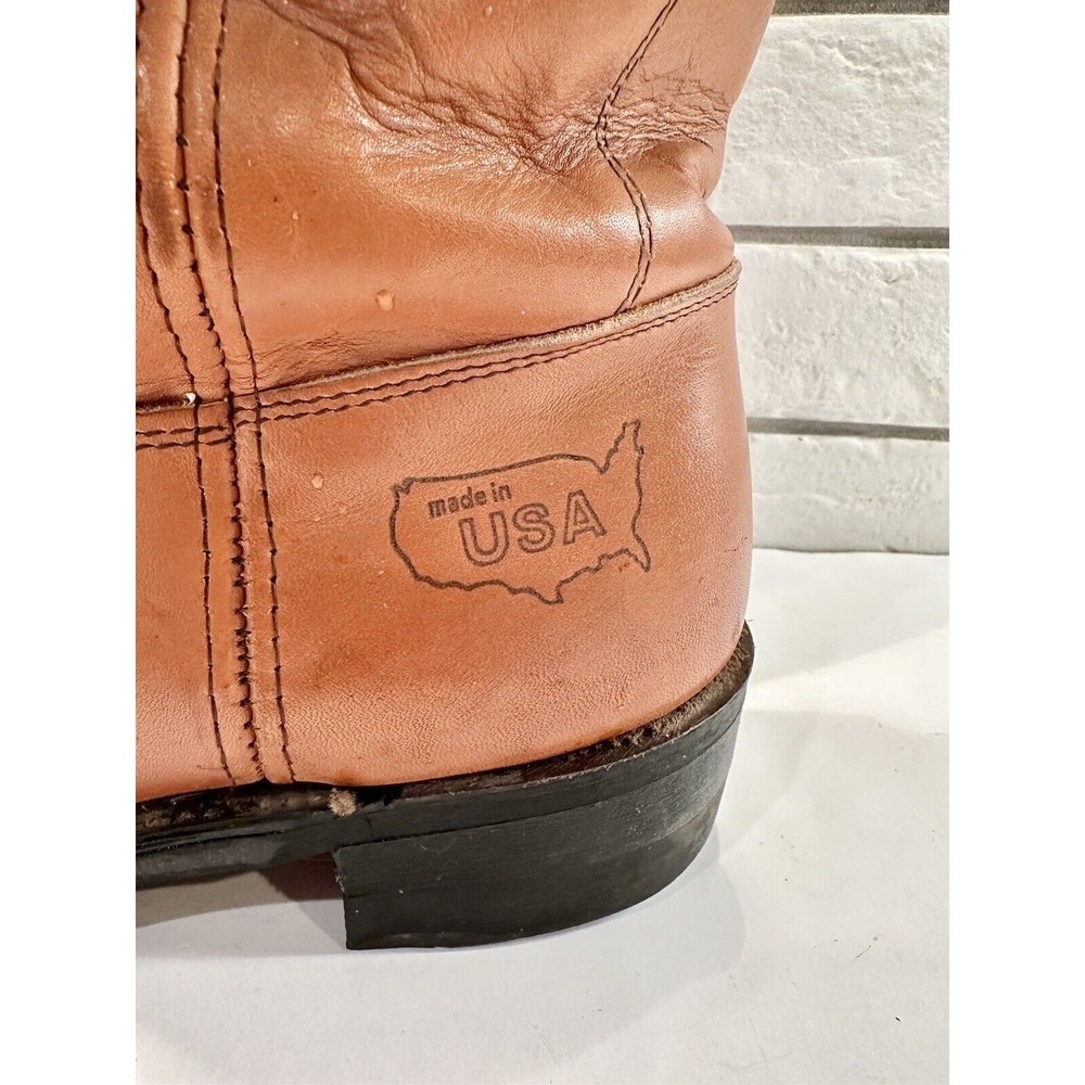 Cowboy Work Boots Leather MADE IN USA Sz 9 Oil & Chemical Resistant Soles - Picture 7 of 16